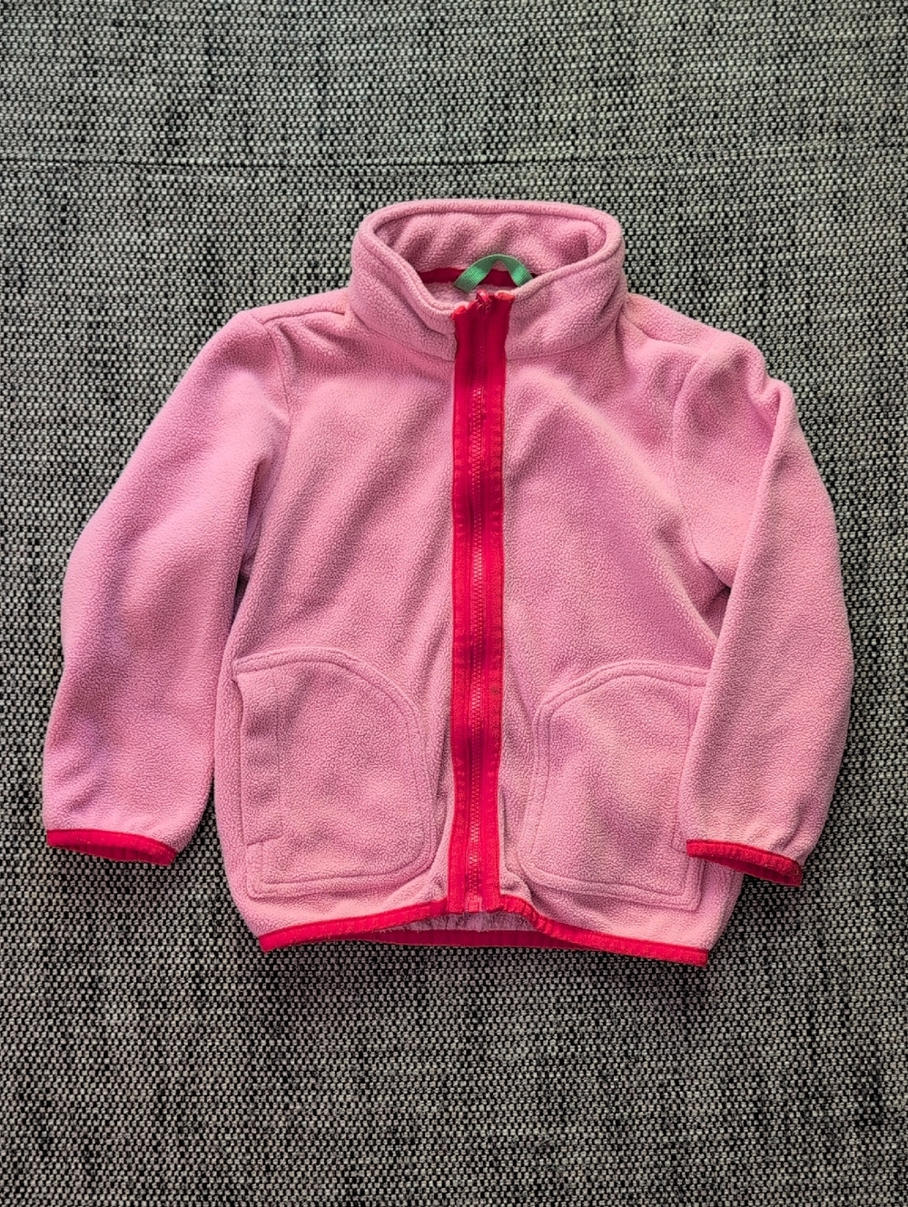 Mini Boden Pink Fleece Jacket with Bright Pink Trim